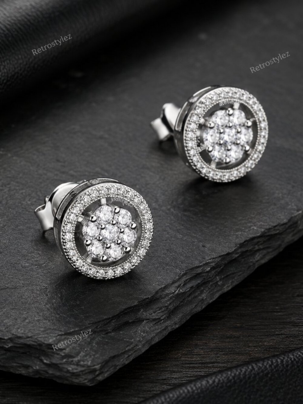 925 Sterling Silver Womens 2ct Diamond Stud Earrings New Round Studs Jewelry
